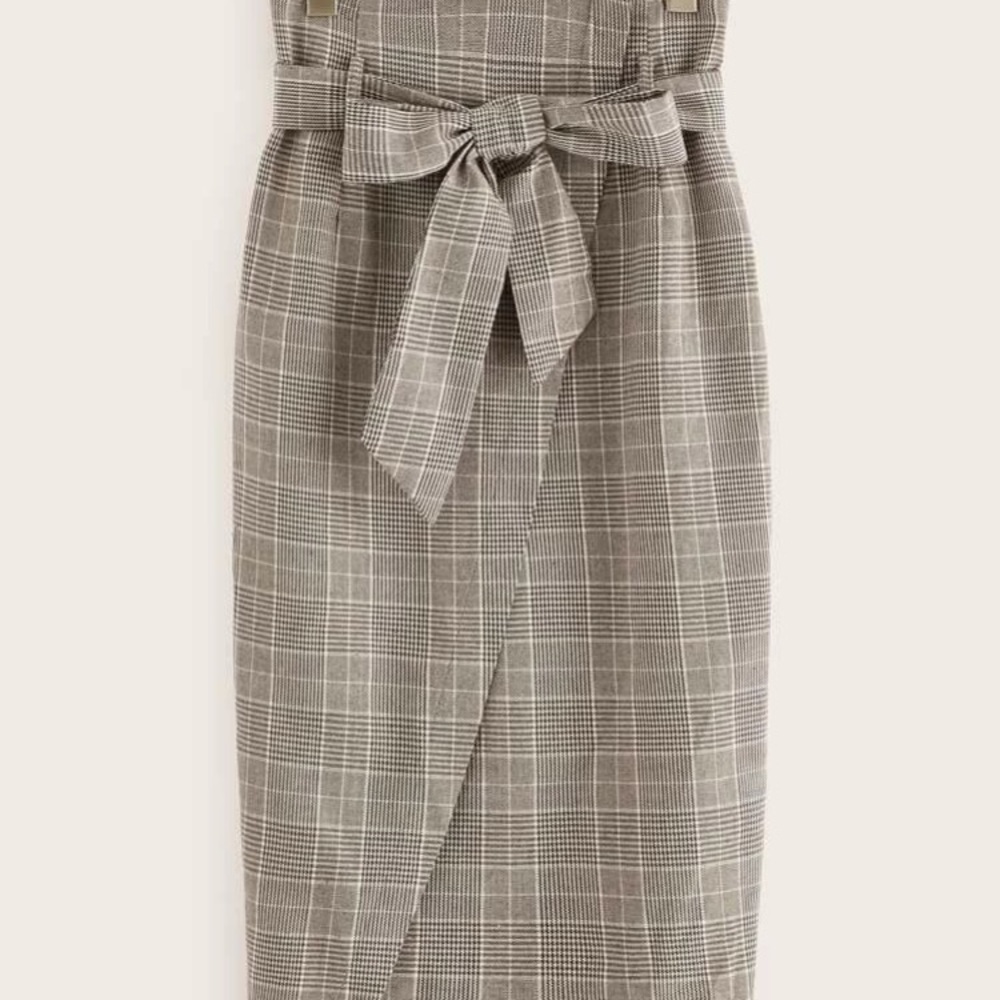 GRAY plaid midi length skirt bow NEW NEVER WORN❤️